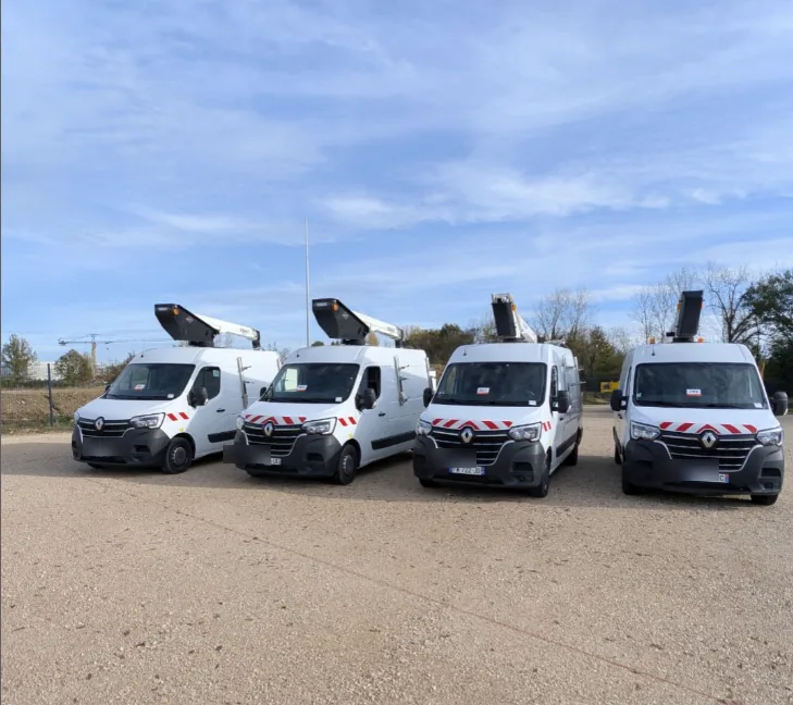 Véhicules nacelles de la flotte GTK Réseaux